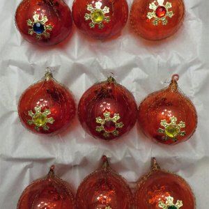 BEAUTIFUL Blown Glass Red Ornaments - Germany
